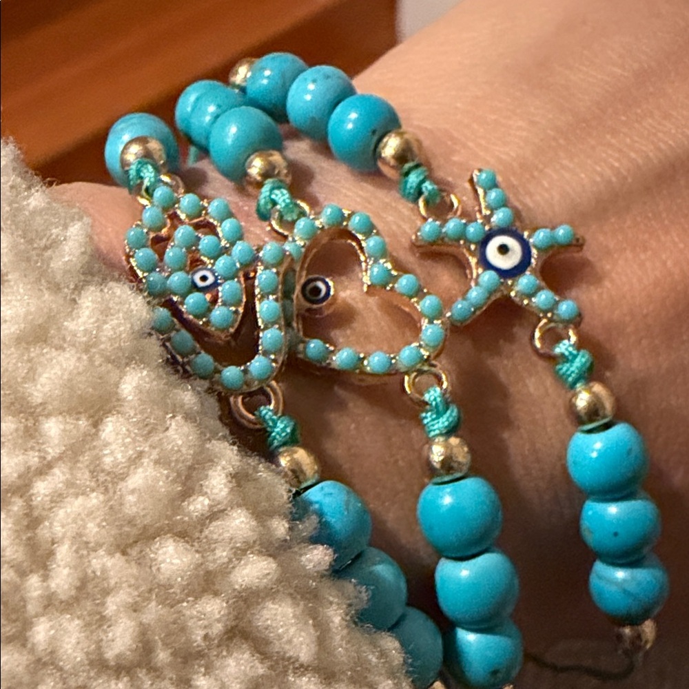 Turquoise Beaded Bracelet Set of 3